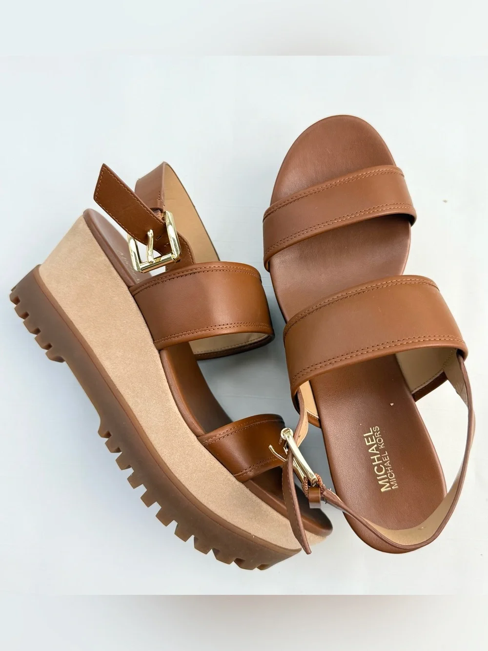 MICHAEL Michael Kors Cognac Double-Strap Platform Sandal